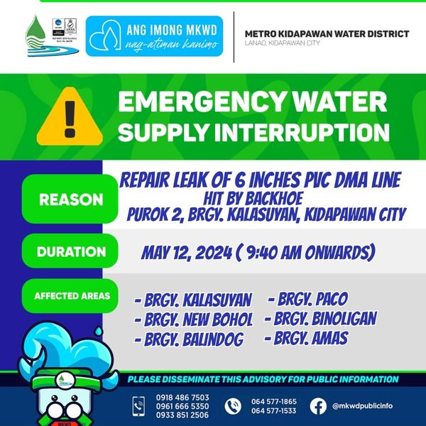 You are currently viewing EMERGENCY INTERRUPTION: Repair Leak of 6 inches PVC DMA Line hit by Backhoe, Purok 2, Brgy. Kalasuyan, Kidapawan City